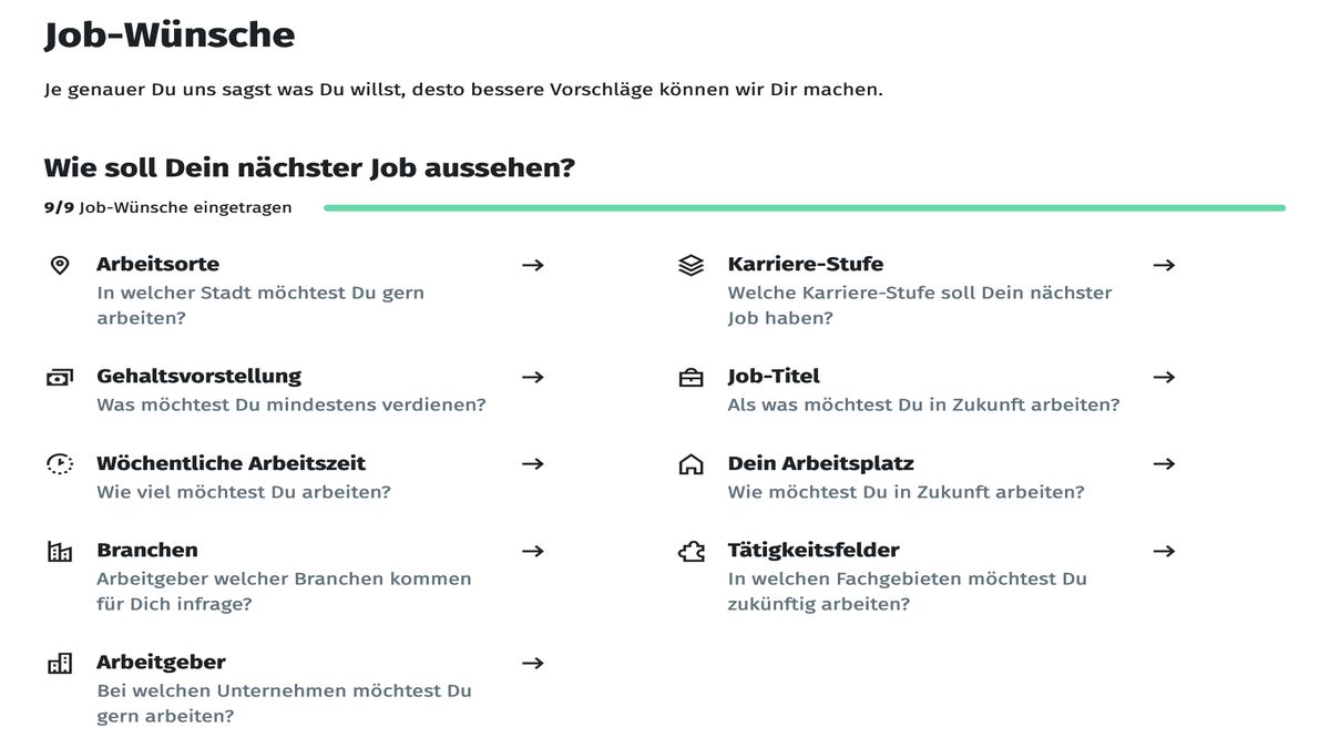  Wie viel willst Du mindestens verdienen? Eines von vielen Kriterien der „Job-Wünsche“. 