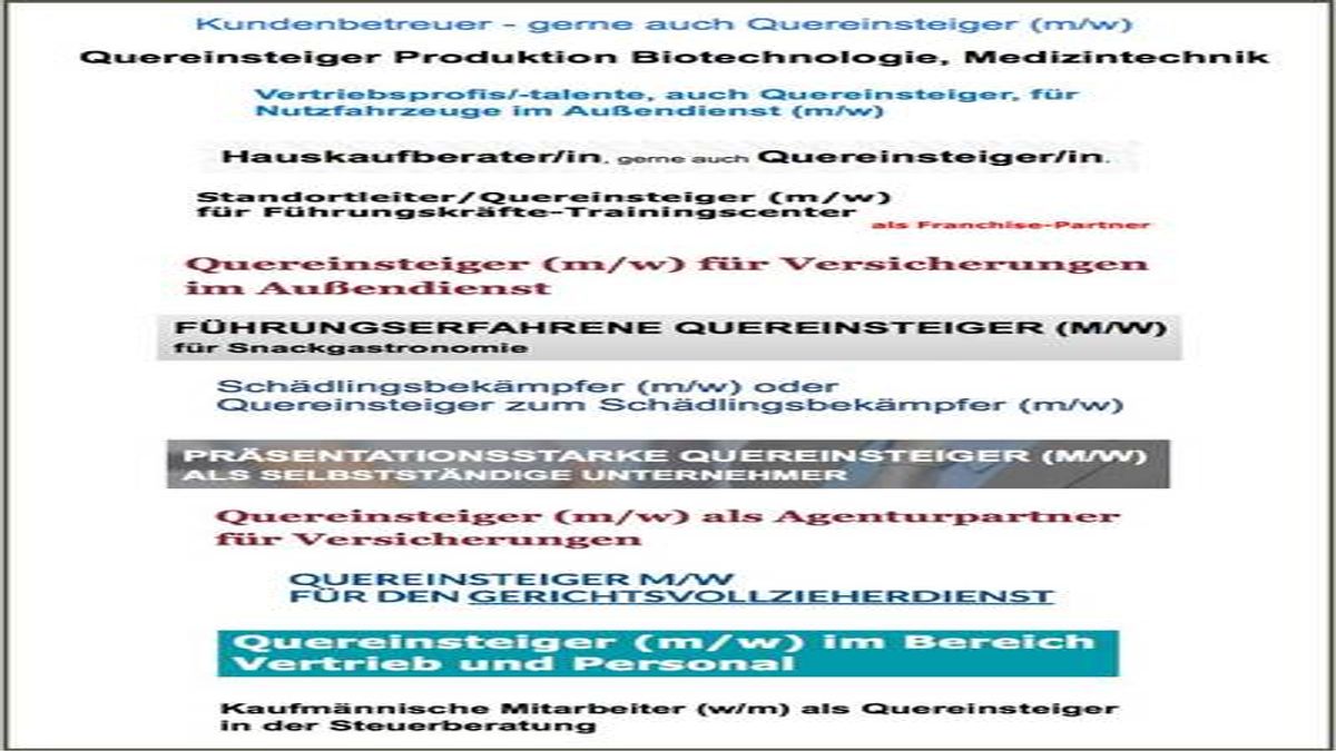 Stellengesuche für Quereinsteiger.
