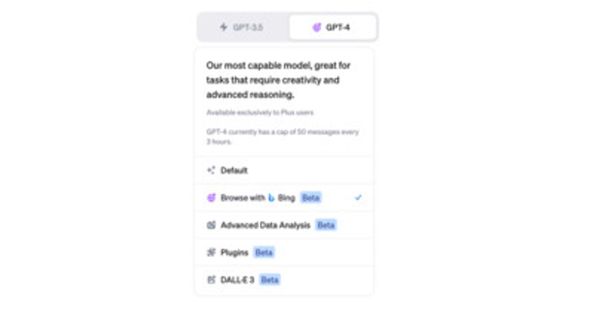 Das Dropdown-Menü von ChatGPT. - Screenshot